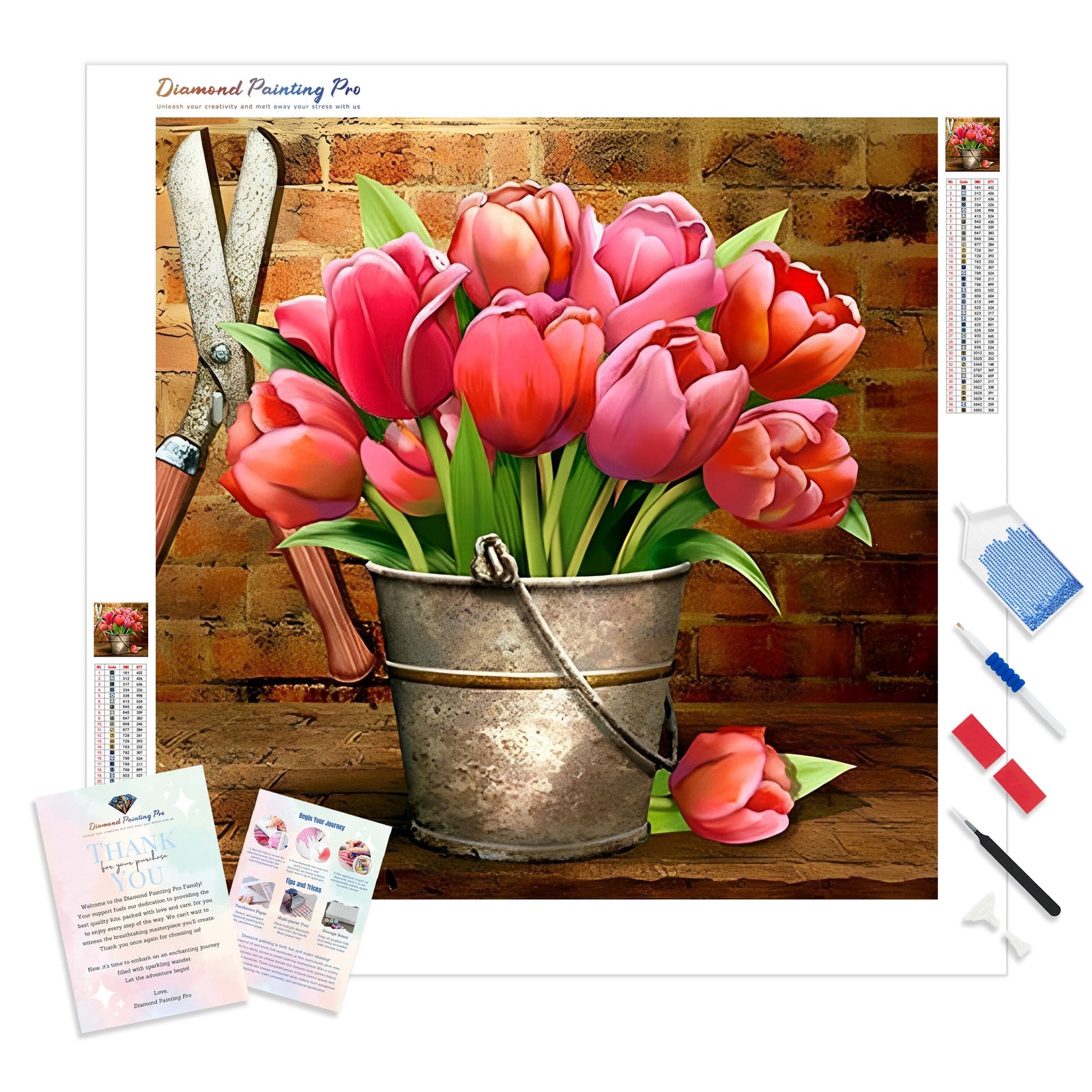 Pink Tulips | Diamond Painting Kit - Full Drill - Square or Round Diamonds with AB Drills Option