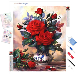 Vase of Red Roses | Diamond Painting