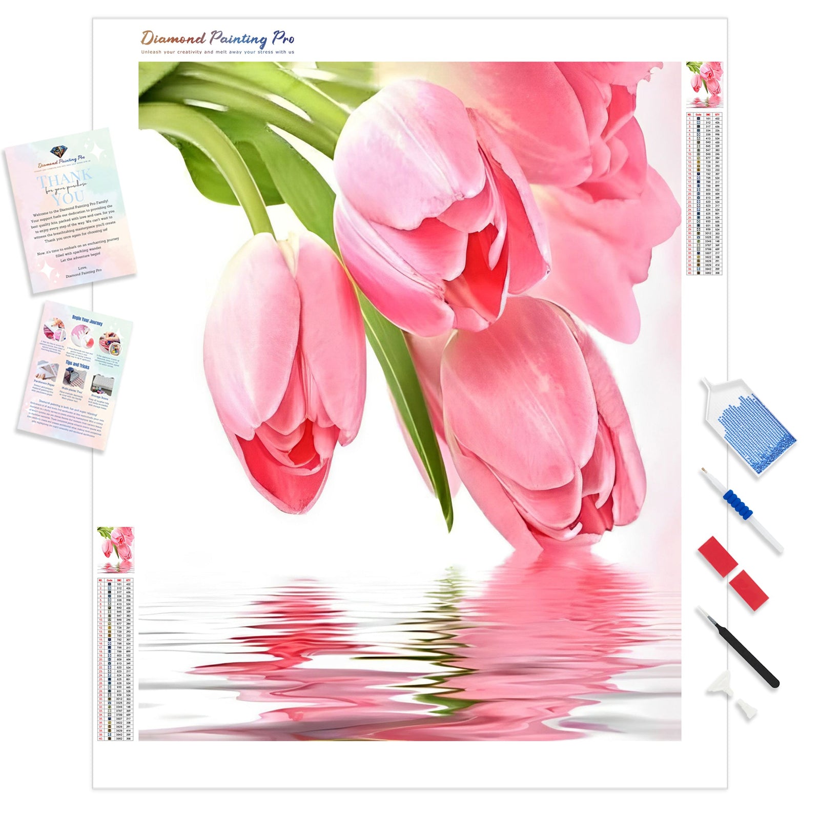 Tulips Hanging on the Water | Diamond Painting Kit - Full Drill - Square or Round Diamonds with AB Drills Option