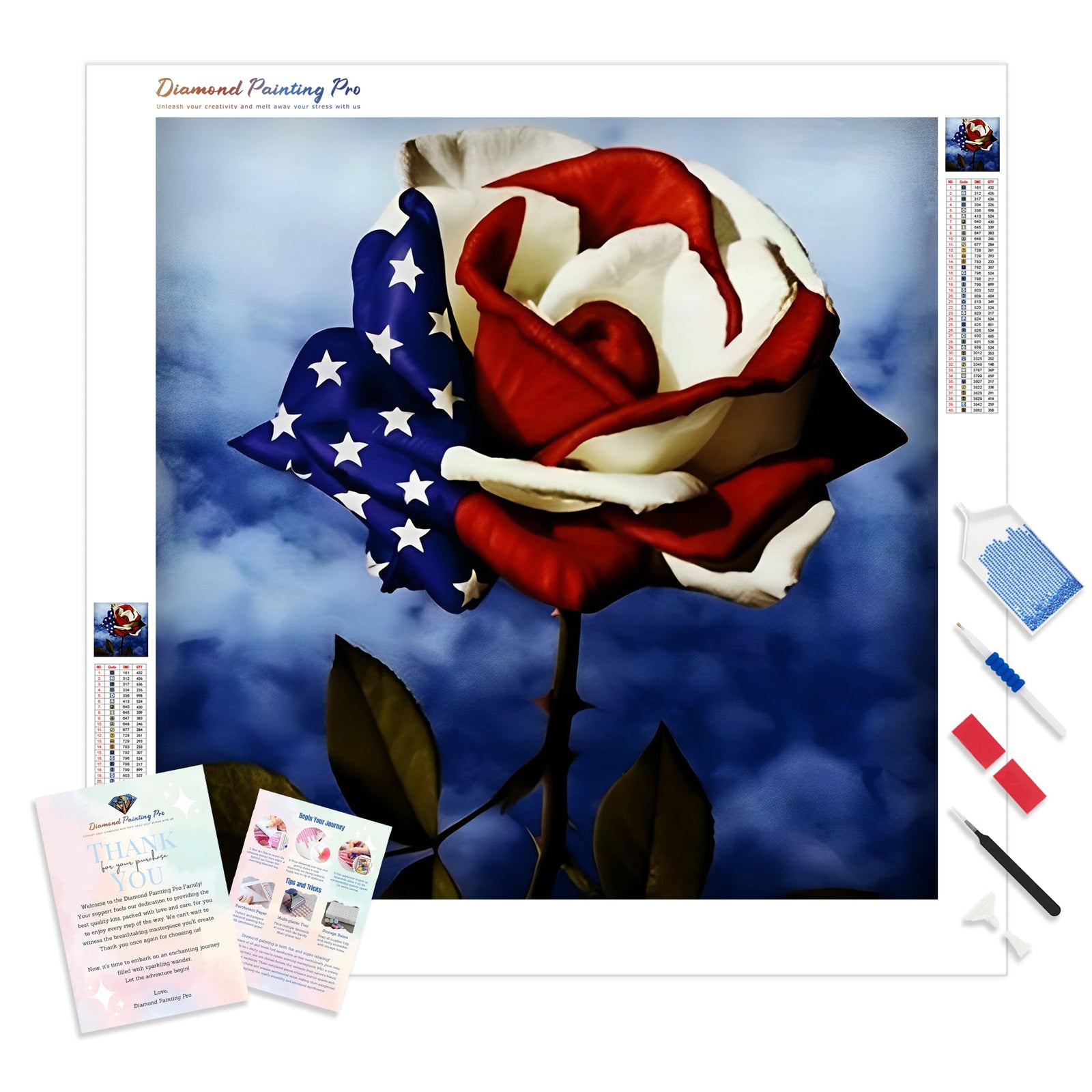 America Rose | Diamond Painting Kit - Full Drill - Square or Round Diamonds with AB Drills Option