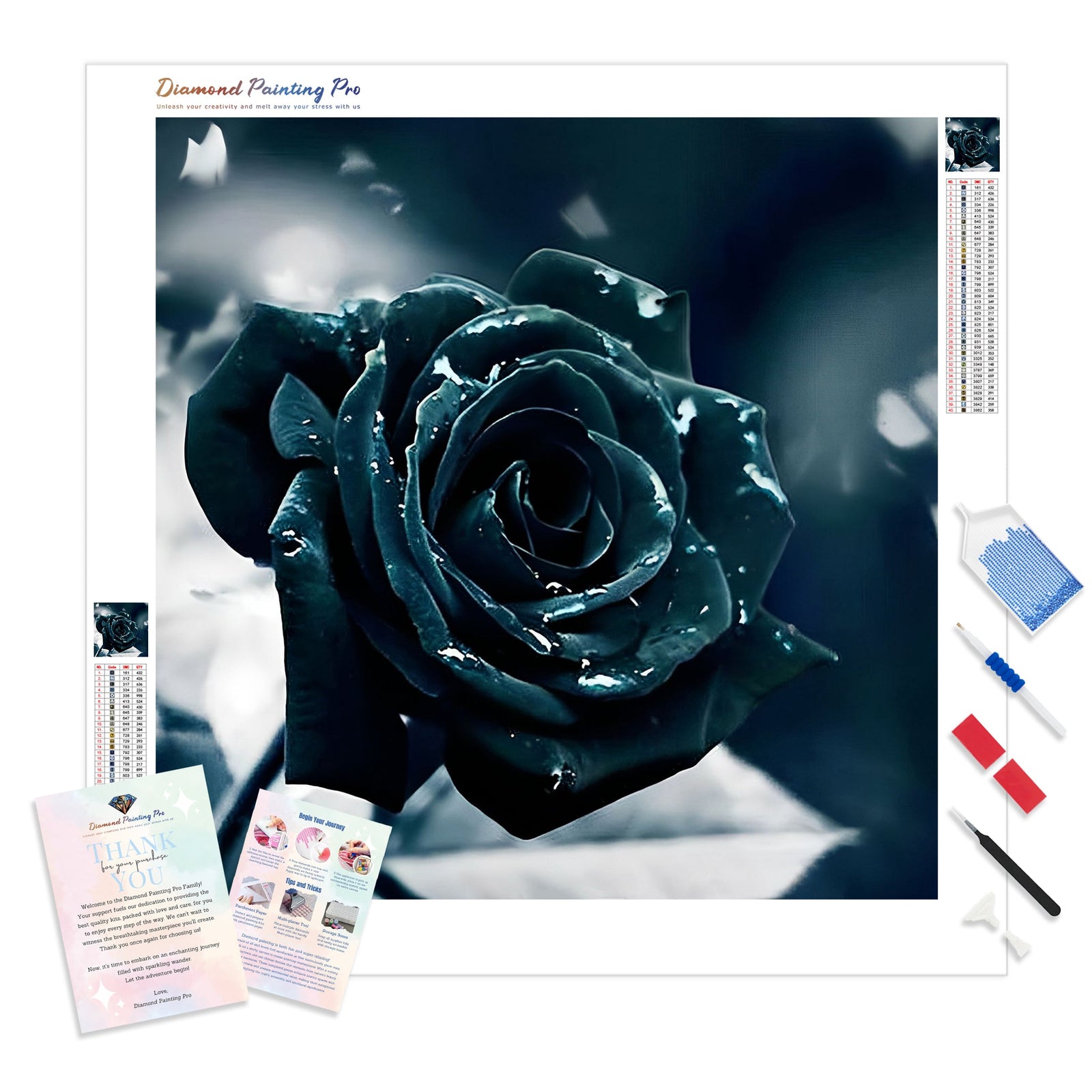 Black Rose | Diamond Painting Kit - Full Drill - Square or Round Diamonds with AB Drills Option