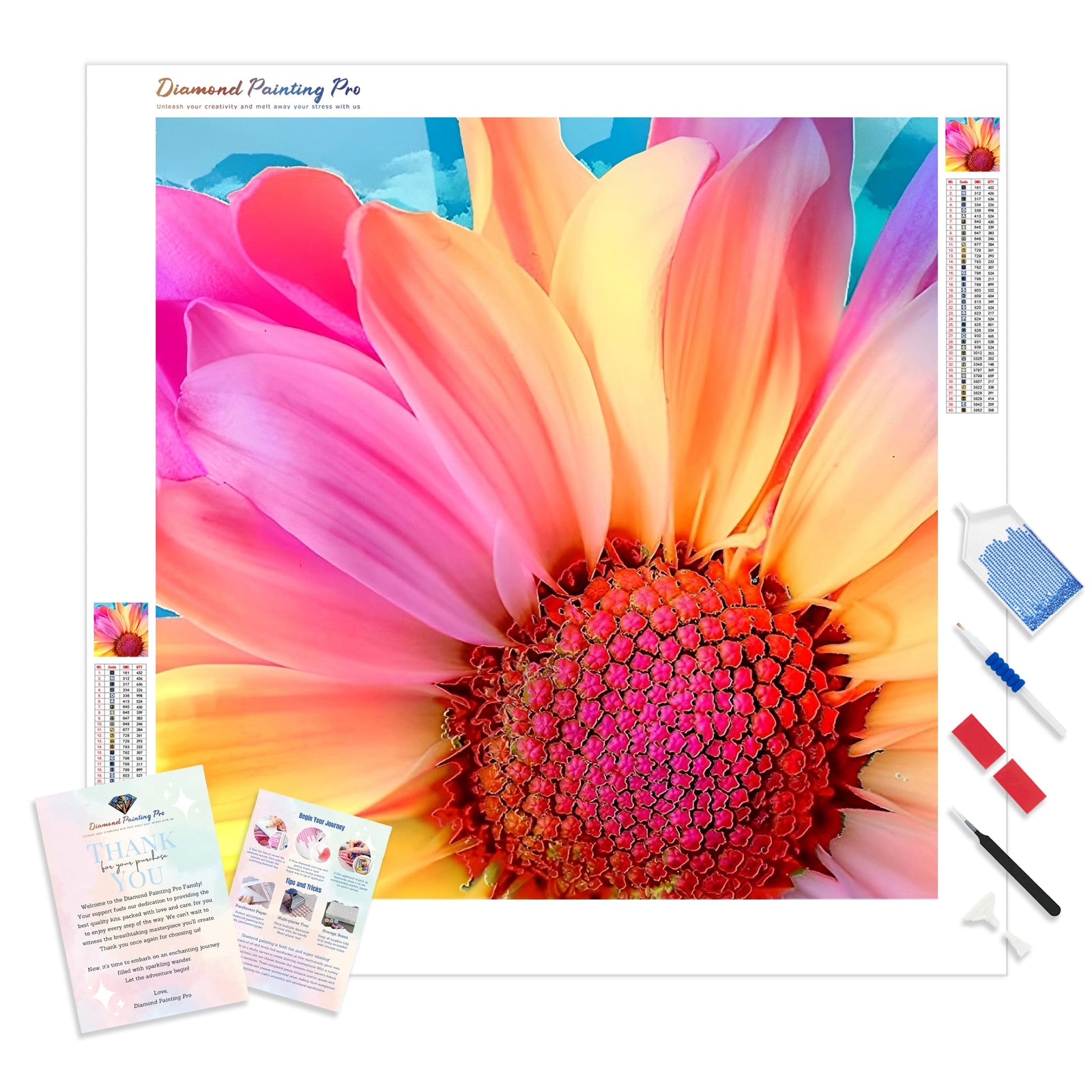 Gerbera Flower | Diamond Painting Kit - Full Drill - Square or Round Diamonds with AB Drills Option