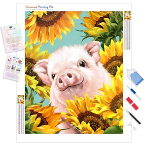 Pig In Sunflowers | Diamond Painting