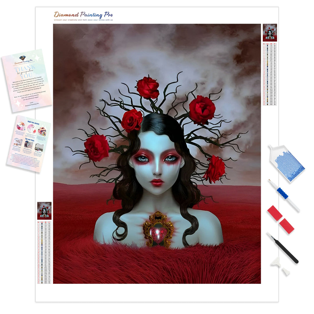 Red Rose Woman | Diamond Painting