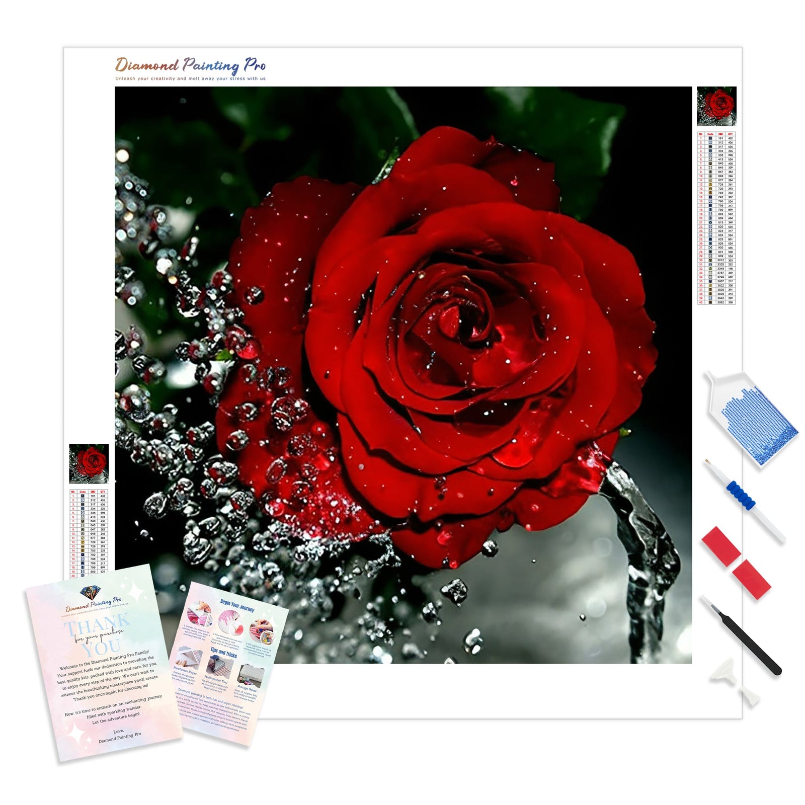 Red Rose | Diamond Painting Kit - Full Drill - Square or Round Diamonds with AB Drills Option