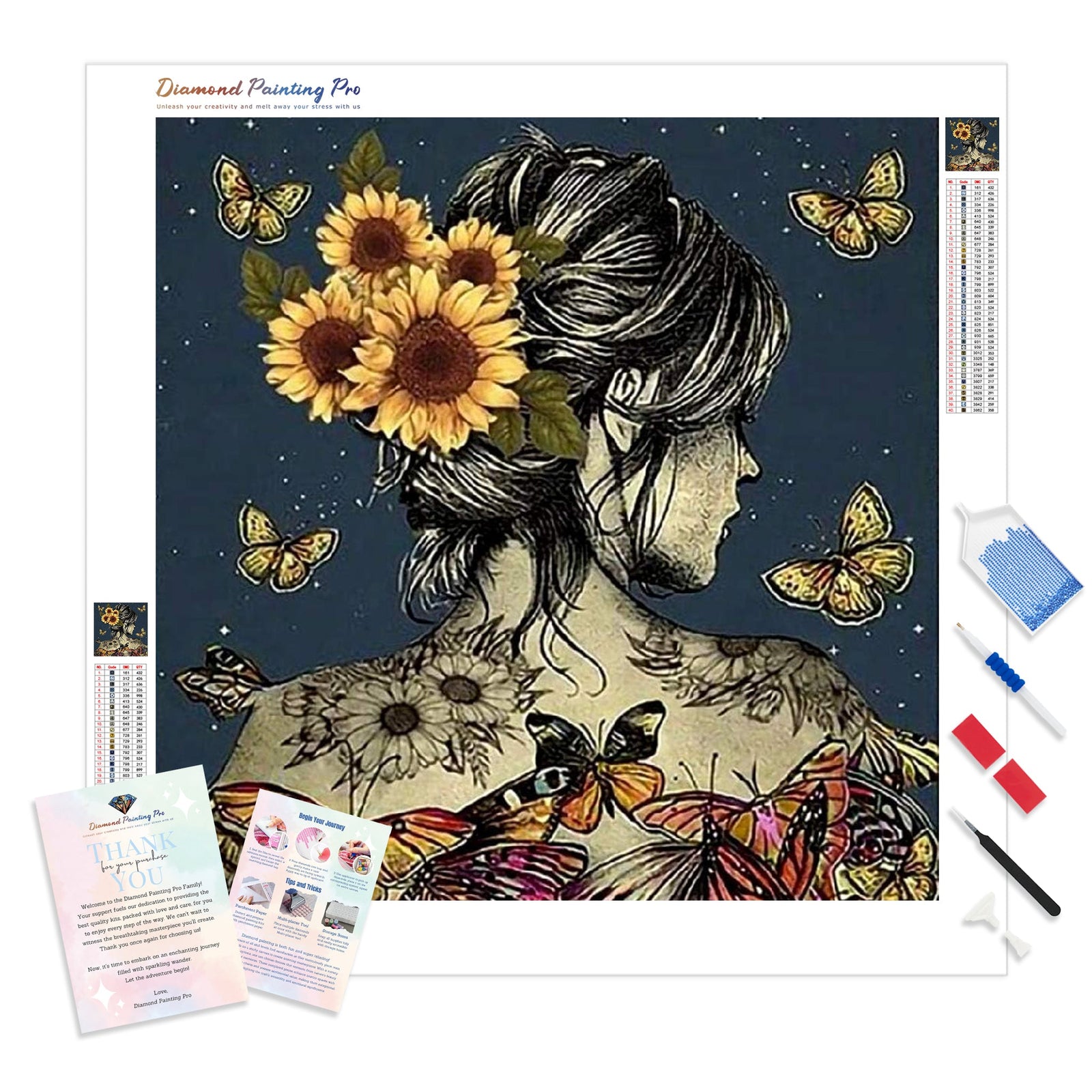 Sunflowers and Girl | Diamond Painting Kit - Full Drill - Square or Round Diamonds with AB Drills Option