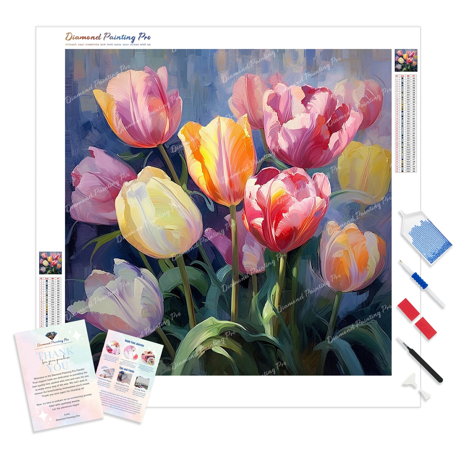 Delicate Tulips | Diamond Painting Kit - Full Drill - Square or Round Diamonds with AB Drills Option