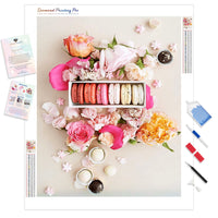 Pink Macarons with Flowers | Diamond Painting