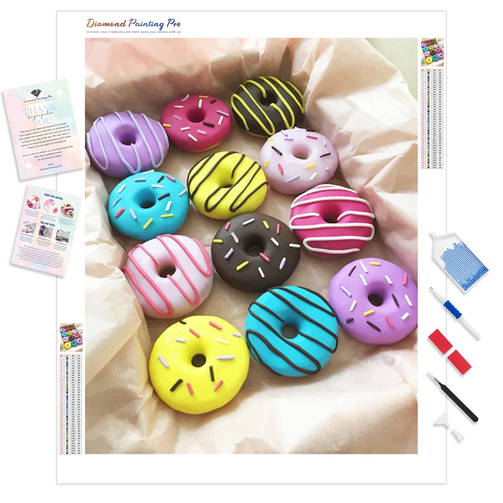 Colorful Doughnuts | Diamond Painting Kit - Full Drill - Square or Round Diamonds with AB Drills Option