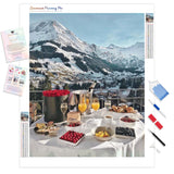 Breakfast in the Alps Mountains | Diamond Painting Kit - Full Drill - Square or Round Diamonds with AB Drills Option