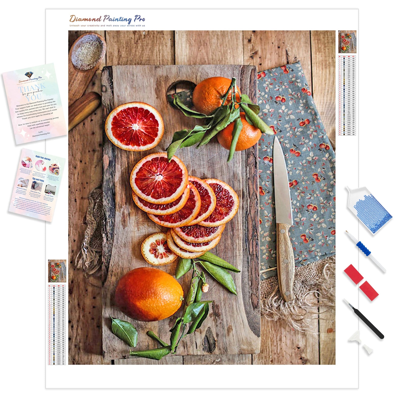 Orange Fruit Still Life | Diamond Painting Kit - Full Drill - Square or Round Diamonds with AB Drills Option