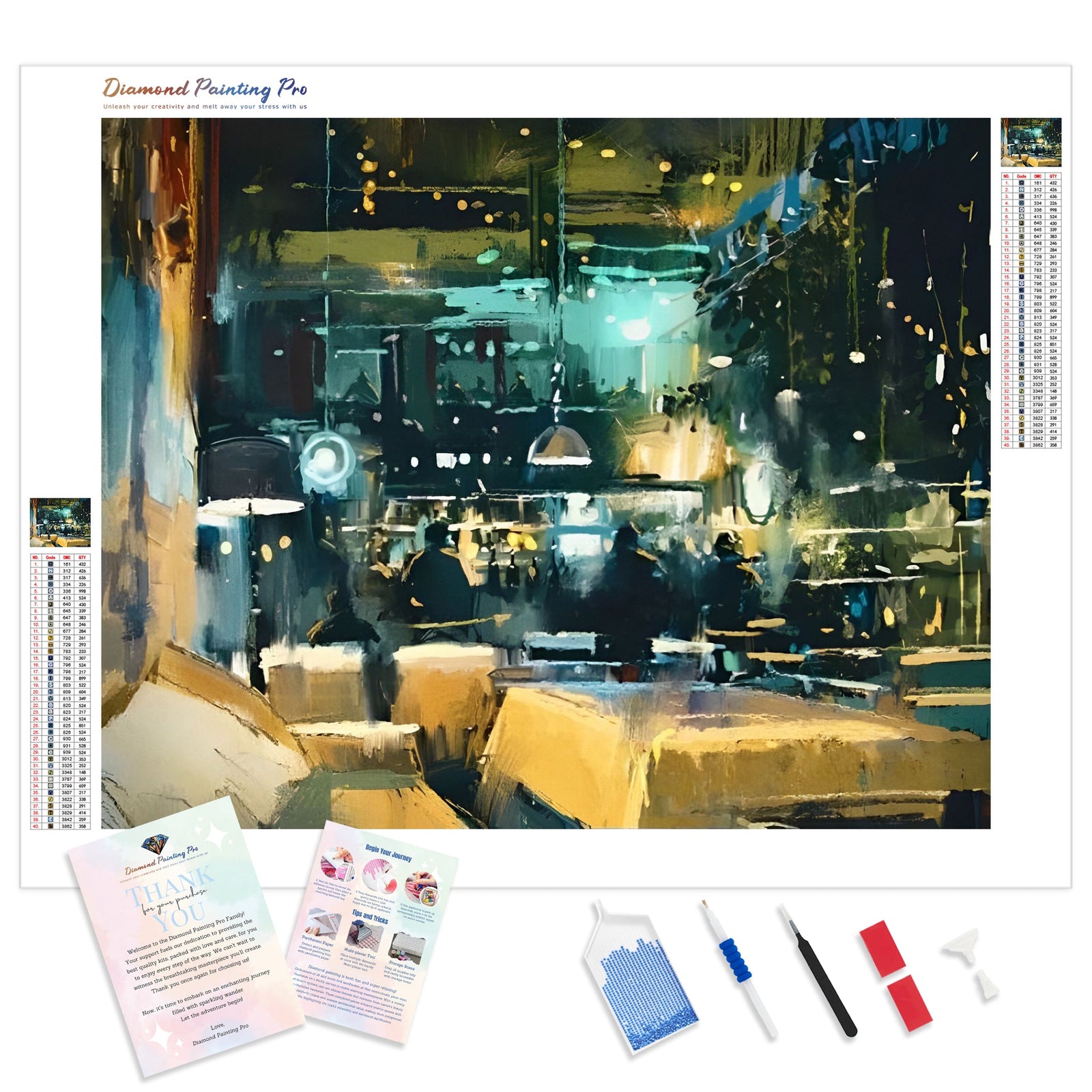 Cozy Restaurant | Diamond Painting Kit - Full Drill - Square or Round Diamonds with AB Drills Option