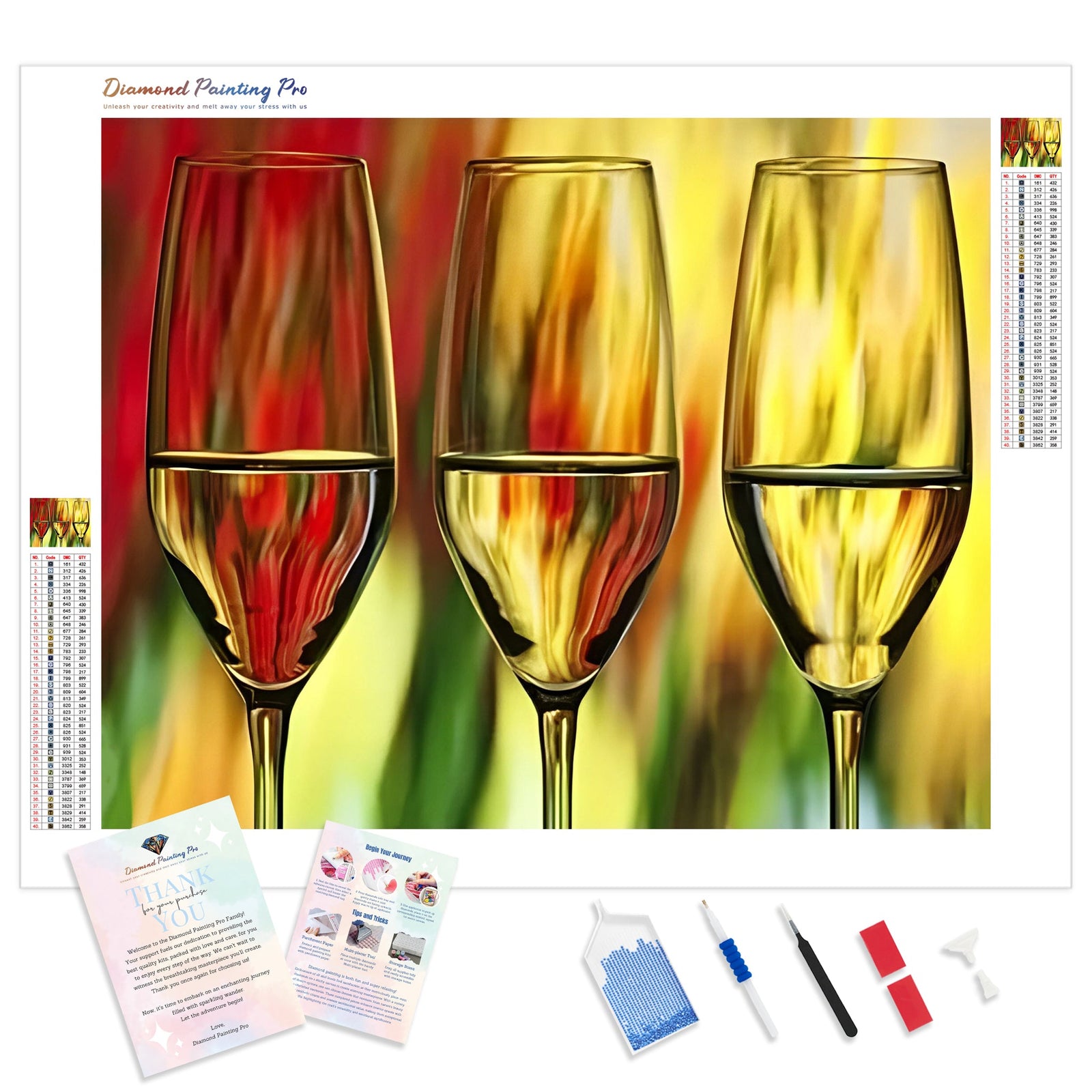 Multicolor Wine Glass | Diamond Painting Kit - Full Drill - Square or Round Diamonds with AB Drills Option