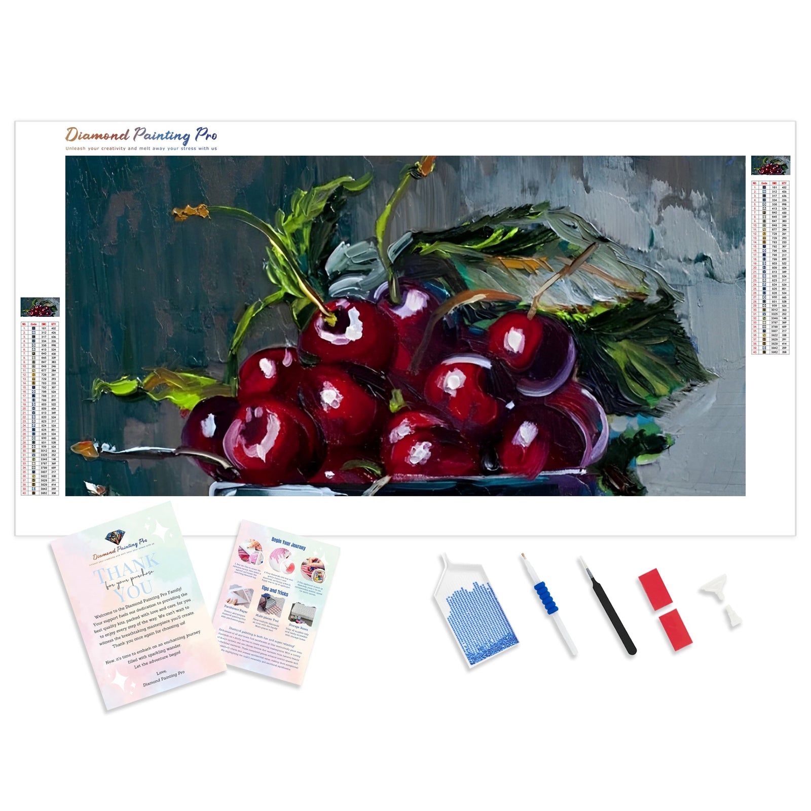 Bowl of Fresh Cherries | Diamond Painting Kit - Full Drill - Square or Round Diamonds with AB Drills Option