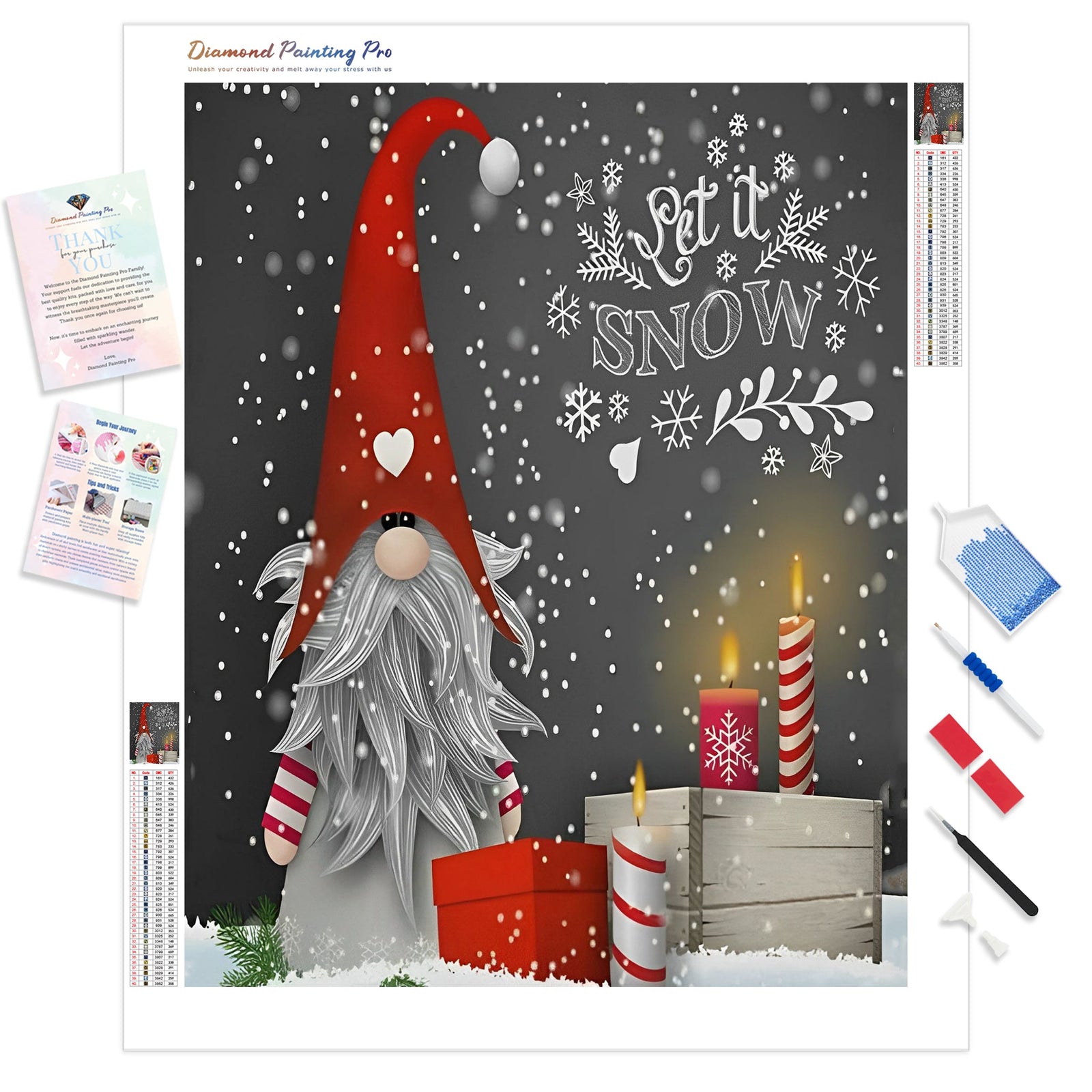 Christmas Snow Santa Claus Gnome | Diamond Painting Kit - Full Drill - Square or Round Diamonds with AB Drills Option