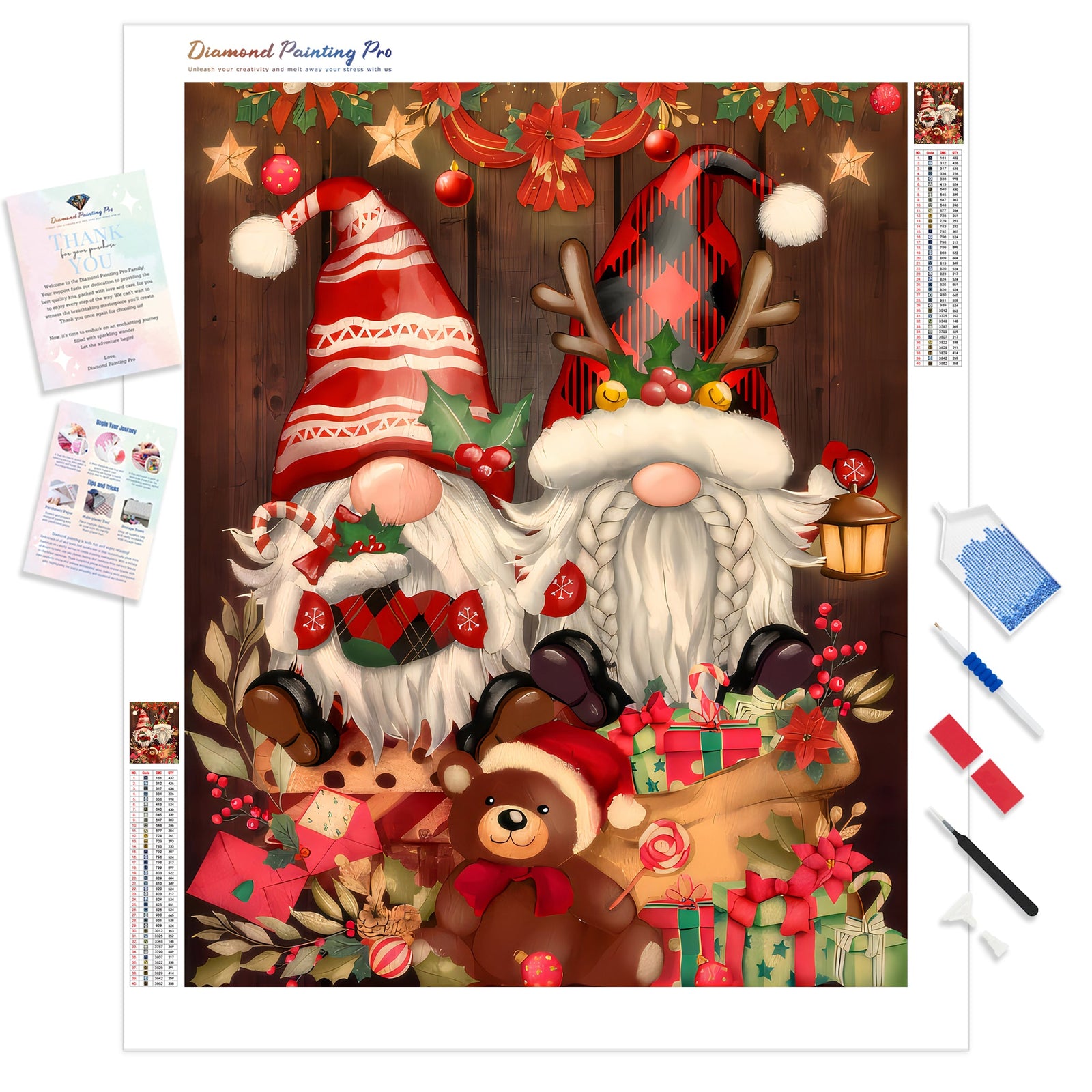 Christmas Gift Gnome | Diamond Painting Kit - Full Drill - Square or Round Diamonds with AB Drills Option