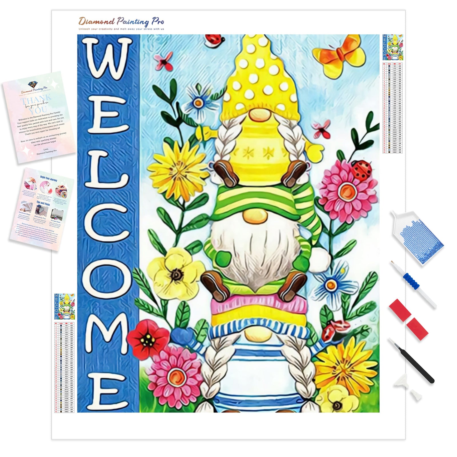 Flower gnomes | Diamond Painting Kit - Full Drill - Square or Round Diamonds with AB Drills Option