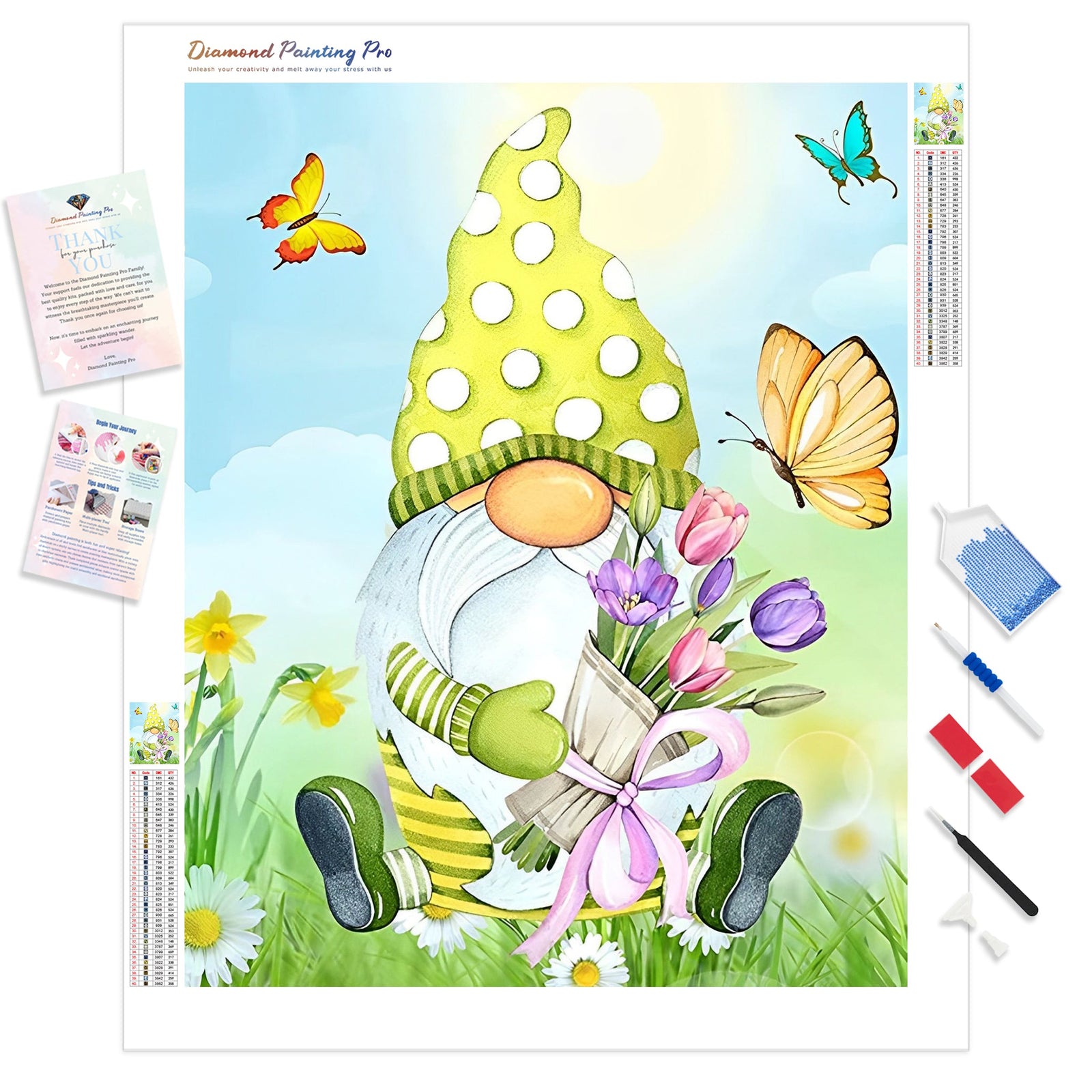 Gnome Flower | Diamond Painting Kit - Full Drill - Square or Round Diamonds with AB Drills Option