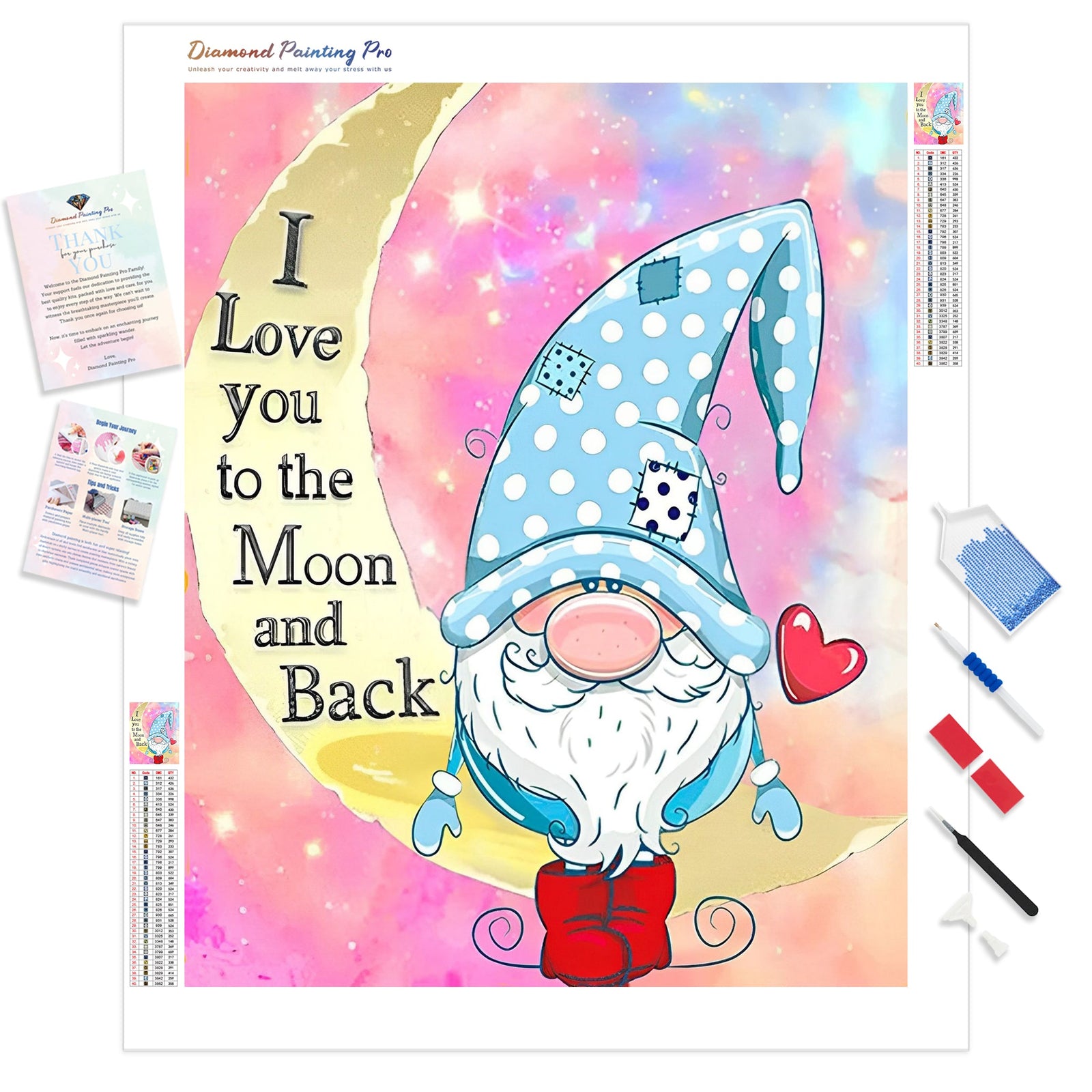 Gnome Moon | Diamond Painting Kit - Full Drill - Square or Round Diamonds with AB Drills Option