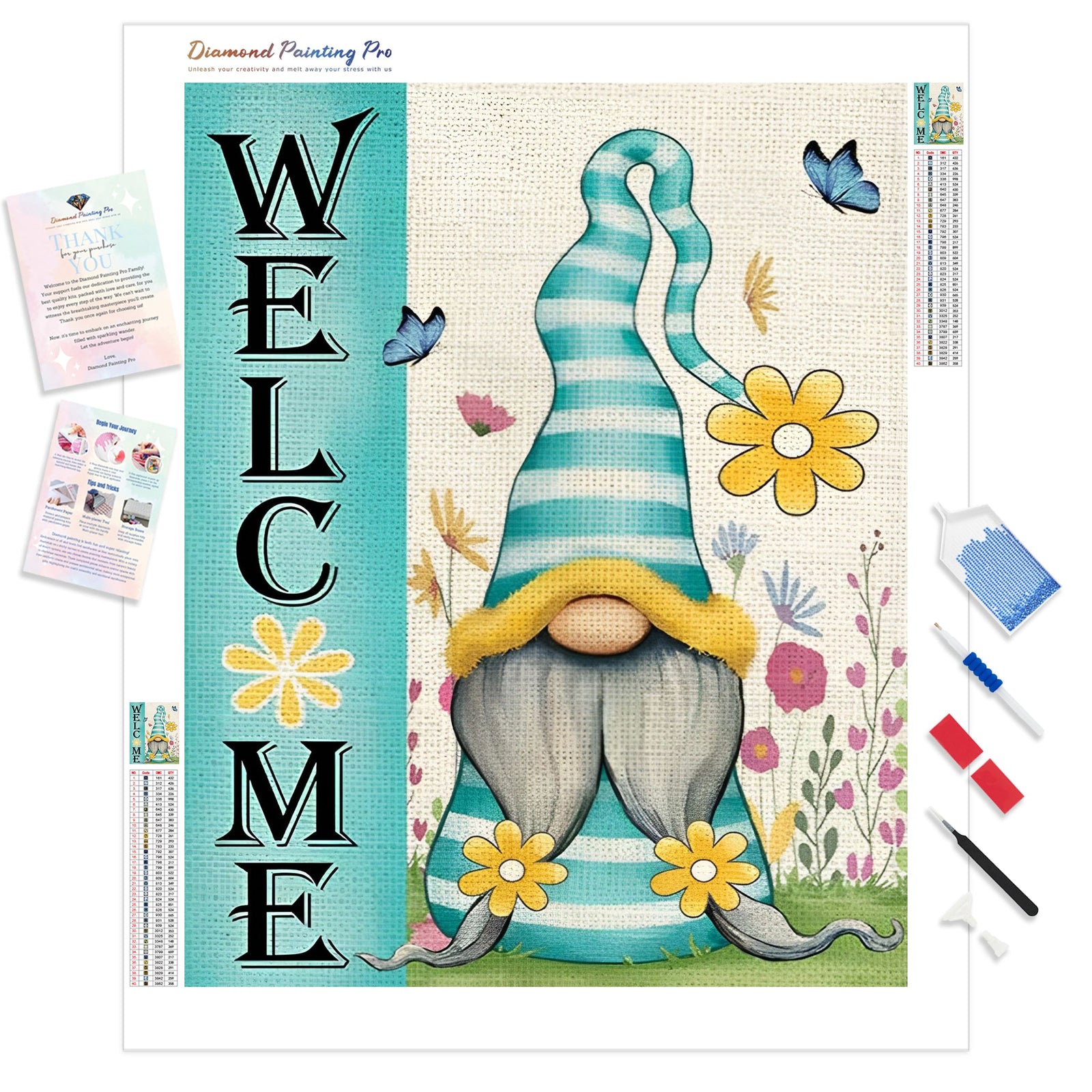 Gnome Welcome | Diamond Painting Kit - Full Drill - Square or Round Diamonds with AB Drills Option