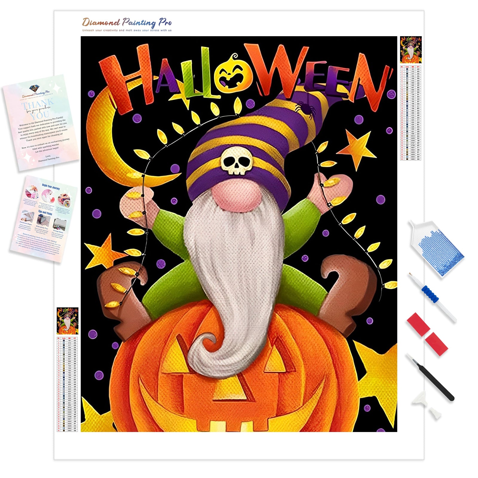 Halloween Gnomes Pumpkins | Diamond Painting Kit - Full Drill - Square or Round Diamonds with AB Drills Option