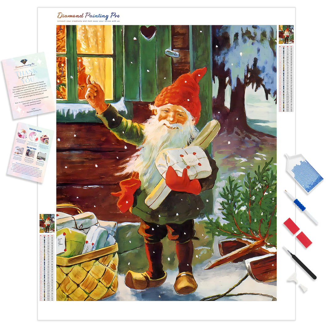 Snow Gnome Gift| Diamond Painting Kit - Full Drill - Square or Round Diamonds with AB Drills Option