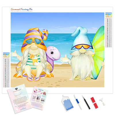 Summer Gnome Beach | Diamond Painting Kit - Full Drill - Square or Round Diamonds with AB Drills Option