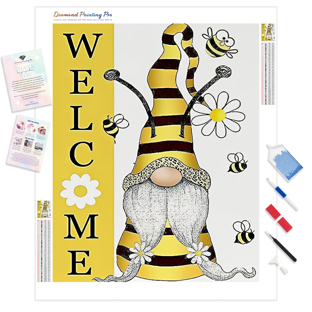 Welcome Gnomes | Diamond Painting Kit - Full Drill - Square or Round Diamonds with AB Drills Option