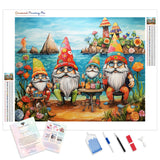 Gnome Beach Party | Diamond Painting Kit - Full Drill - Square or Round Diamonds with AB Drills Option