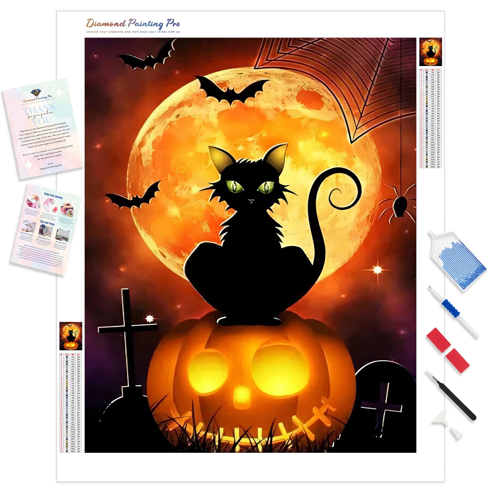 Halloween Cat | Diamond Painting Kit - Full Drill - Square or Round Diamonds with AB Drills Option