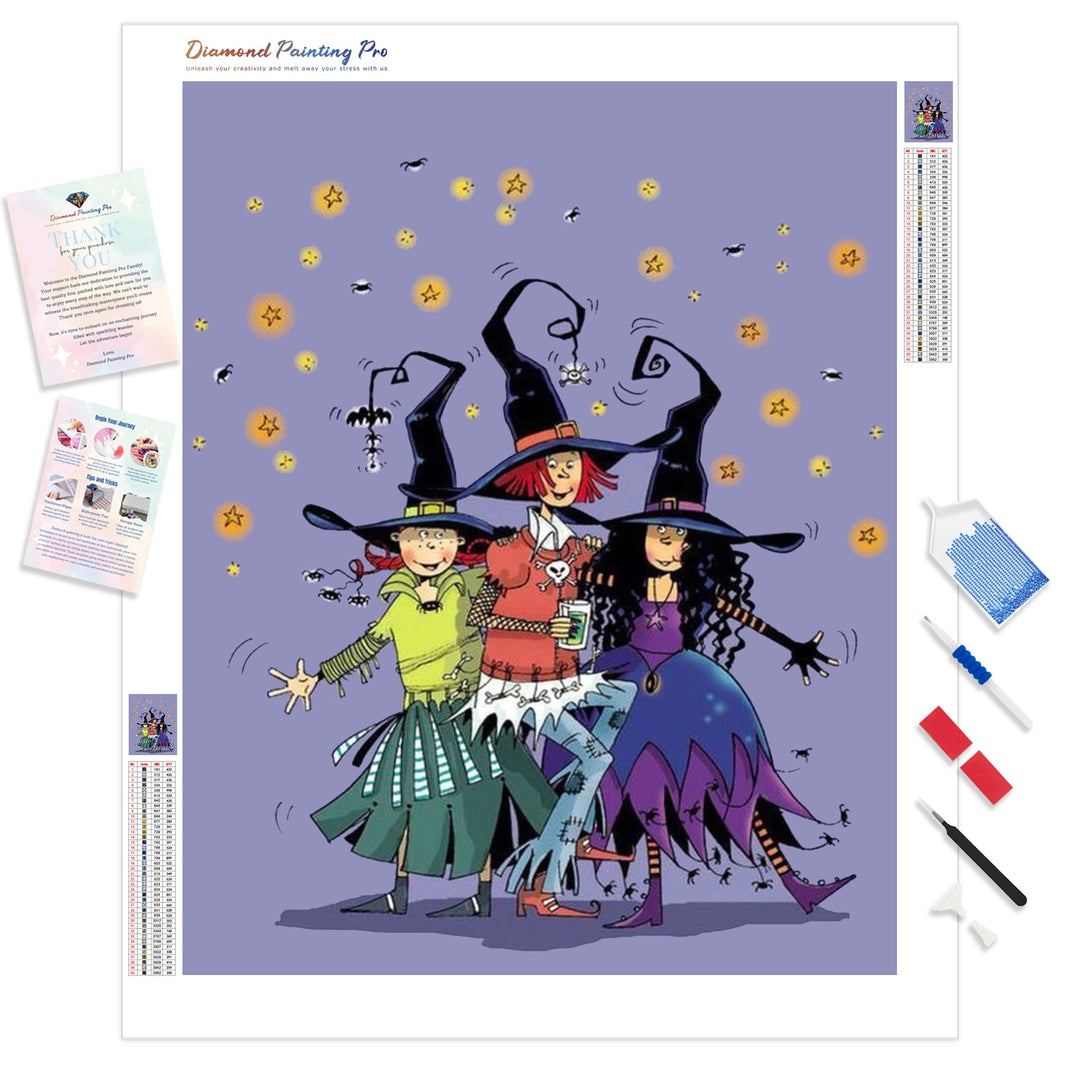 Cheerful Little Witches | Diamond Painting Kit - Full Drill - Square or Round Diamonds with AB Drills Option