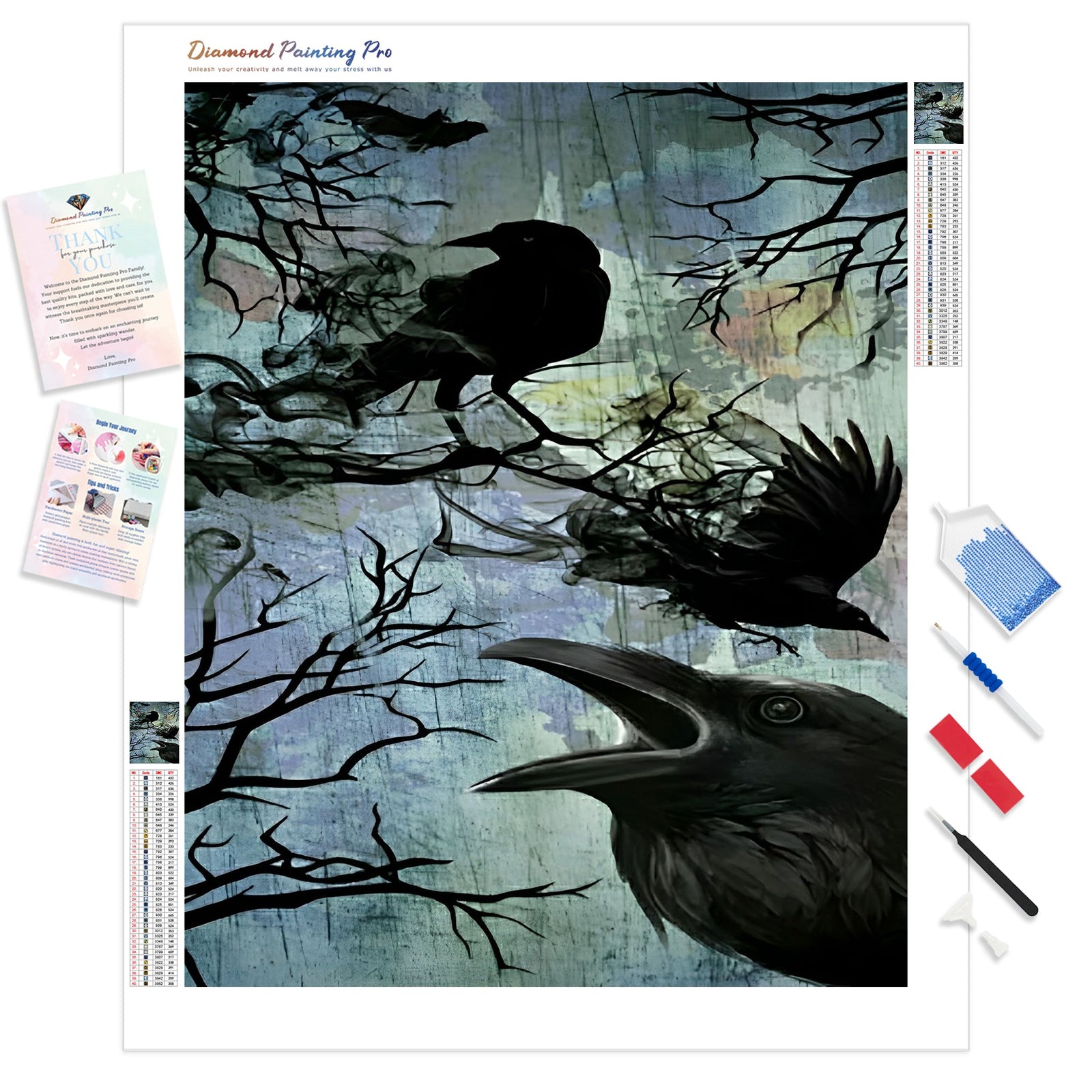 Halloween Crow | Diamond Painting Kit - Full Drill - Square or Round Diamonds with AB Drills Option