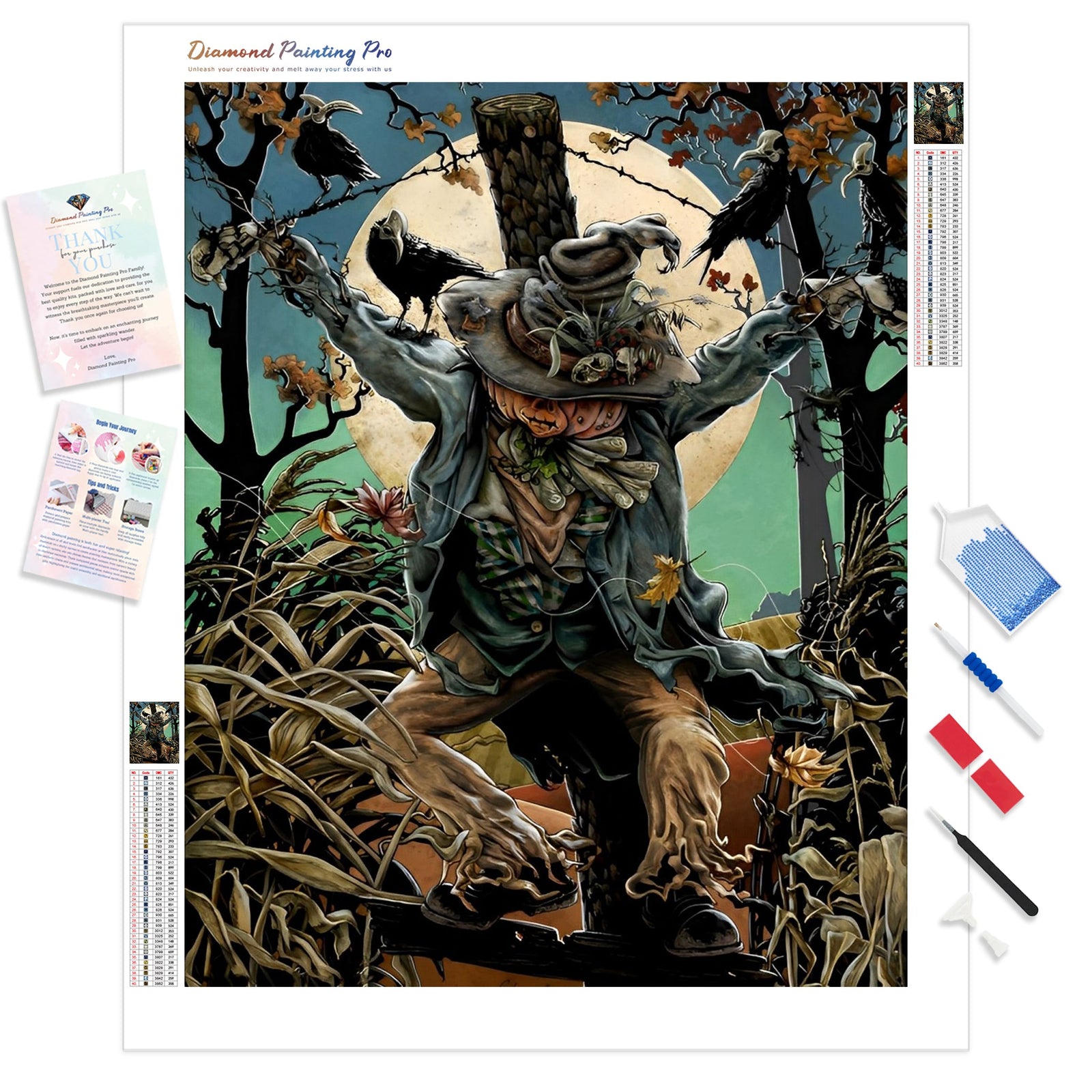 Halloween Scarecrow | Diamond Painting Kit - Full Drill - Square or Round Diamonds with AB Drills Option