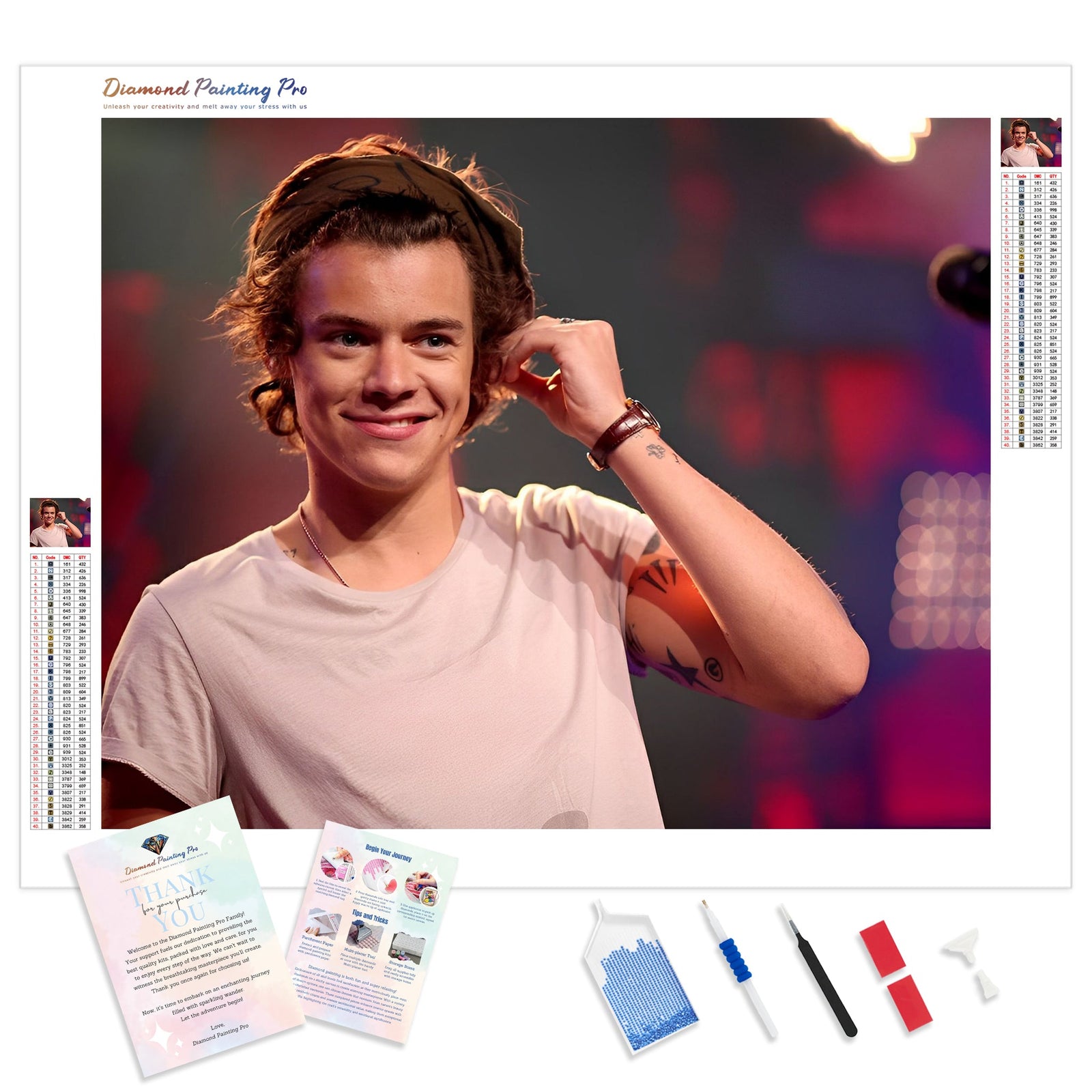 Harry Styles in White Shirt | Diamond Painting Kit - Full Drill - Square or Round Diamonds with AB Drills Option