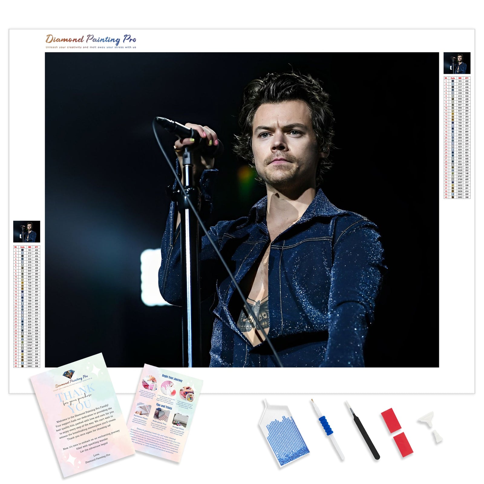 Harry Styles Holding Mic | Diamond Painting Kit - Full Drill - Square or Round Diamonds with AB Drills Option