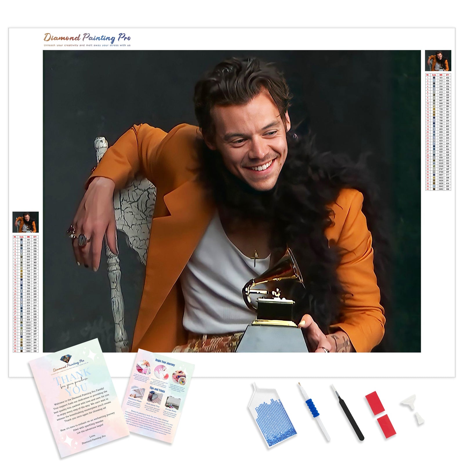 Harry Styles Grammy | Diamond Painting Kit - Full Drill - Square or Round Diamonds with AB Drills Option