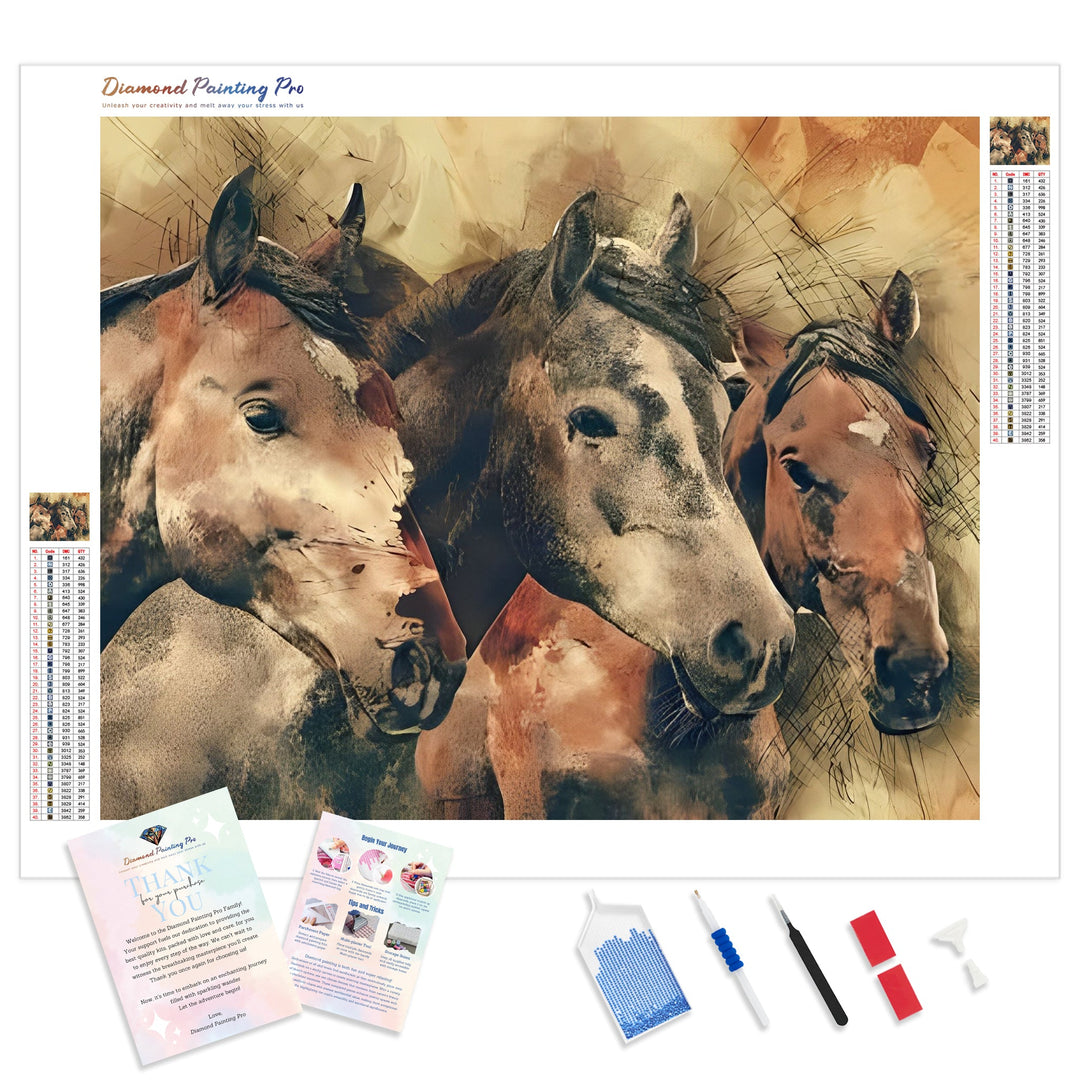 Tres Horses | Diamond Painting