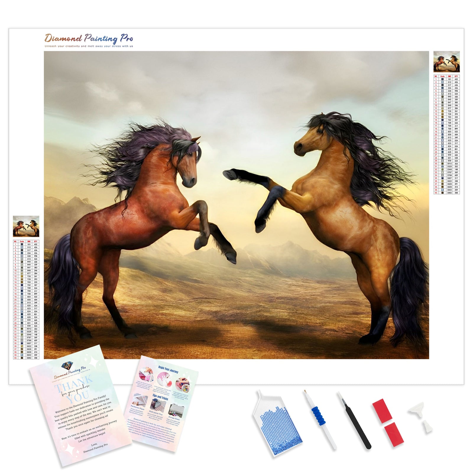 Battle Horses | Diamond Painting Kit - Full Drill - Square or Round Diamonds with AB Drills Option