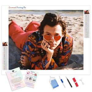 Harry Styles Malibu Beach | Diamond Painting Kit - Full Drill - Square or Round Diamonds with AB Drills Option