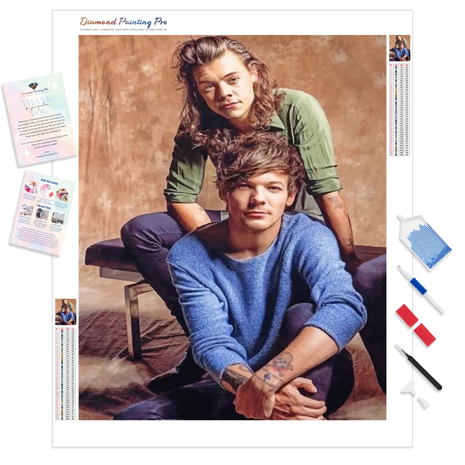 Harry Styles and Louis Tomlinson | Diamond Painting Kit - Full Drill - Square or Round Diamonds with AB Drills Option