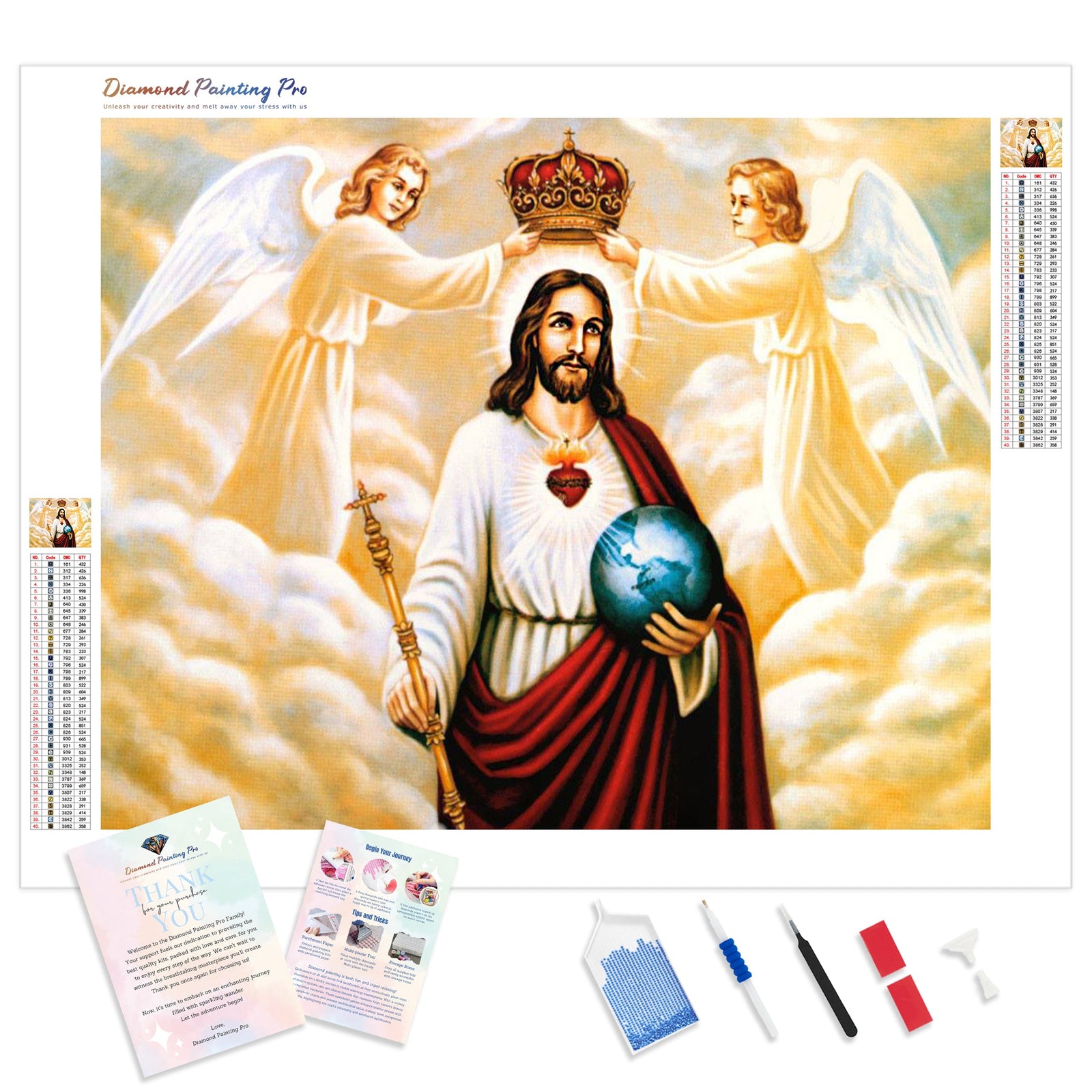 Jesus Christ and Angels | Diamond Painting Kit - Full Drill - Square or Round Diamonds with AB Drills Option