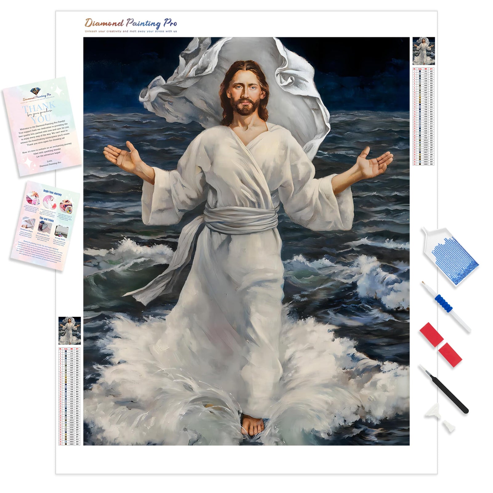 Jesus Walks on Water | Diamond Painting Kit - Full Drill - Square or Round Diamonds with AB Drills Option