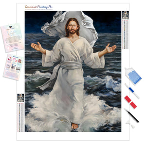 Jesus Walks on Water | Diamond Painting Kit - Full Drill - Square or Round Diamonds with AB Drills Option