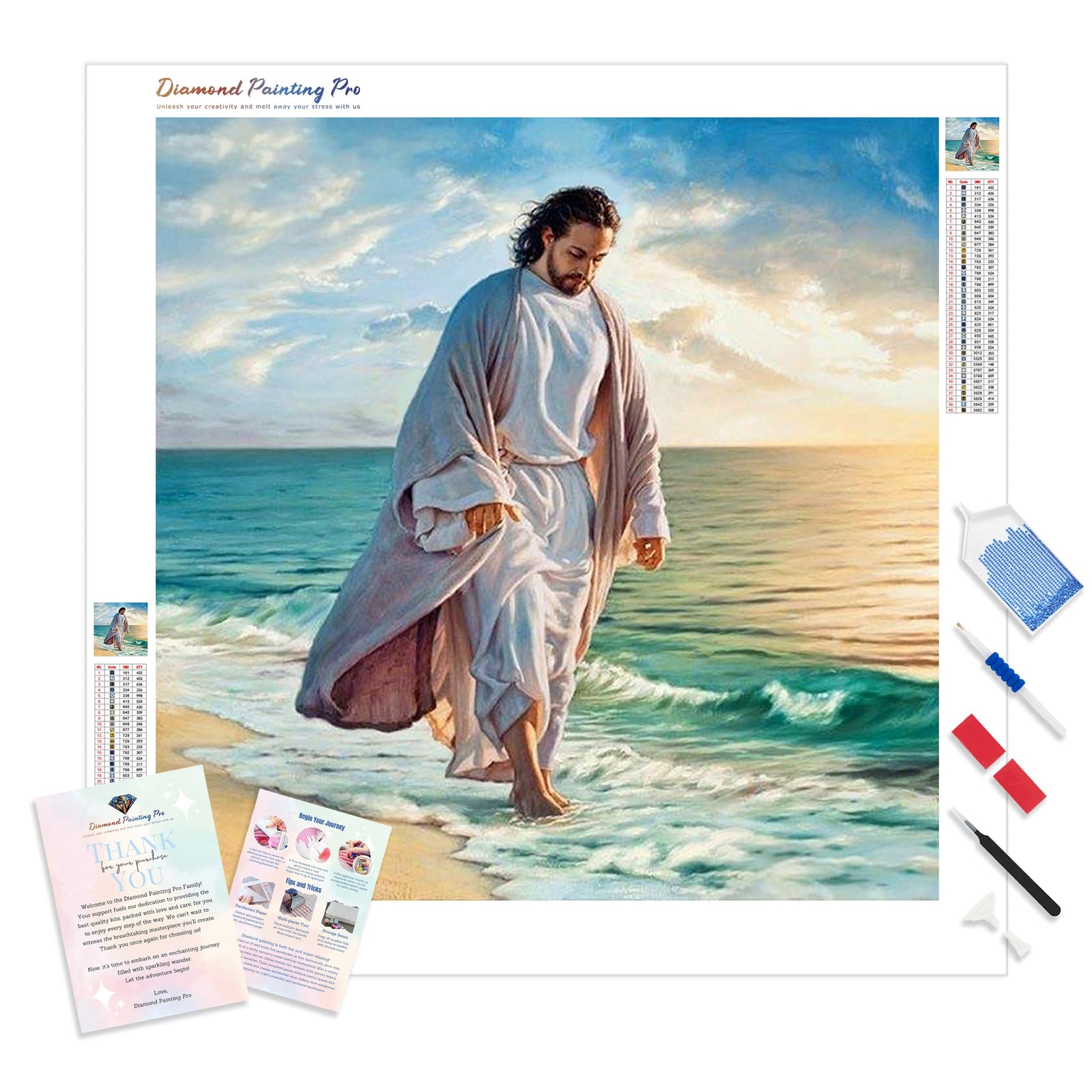 Religious Man Sea View | Diamond Painting Kit - Full Drill - Square or Round Diamonds with AB Drills Option