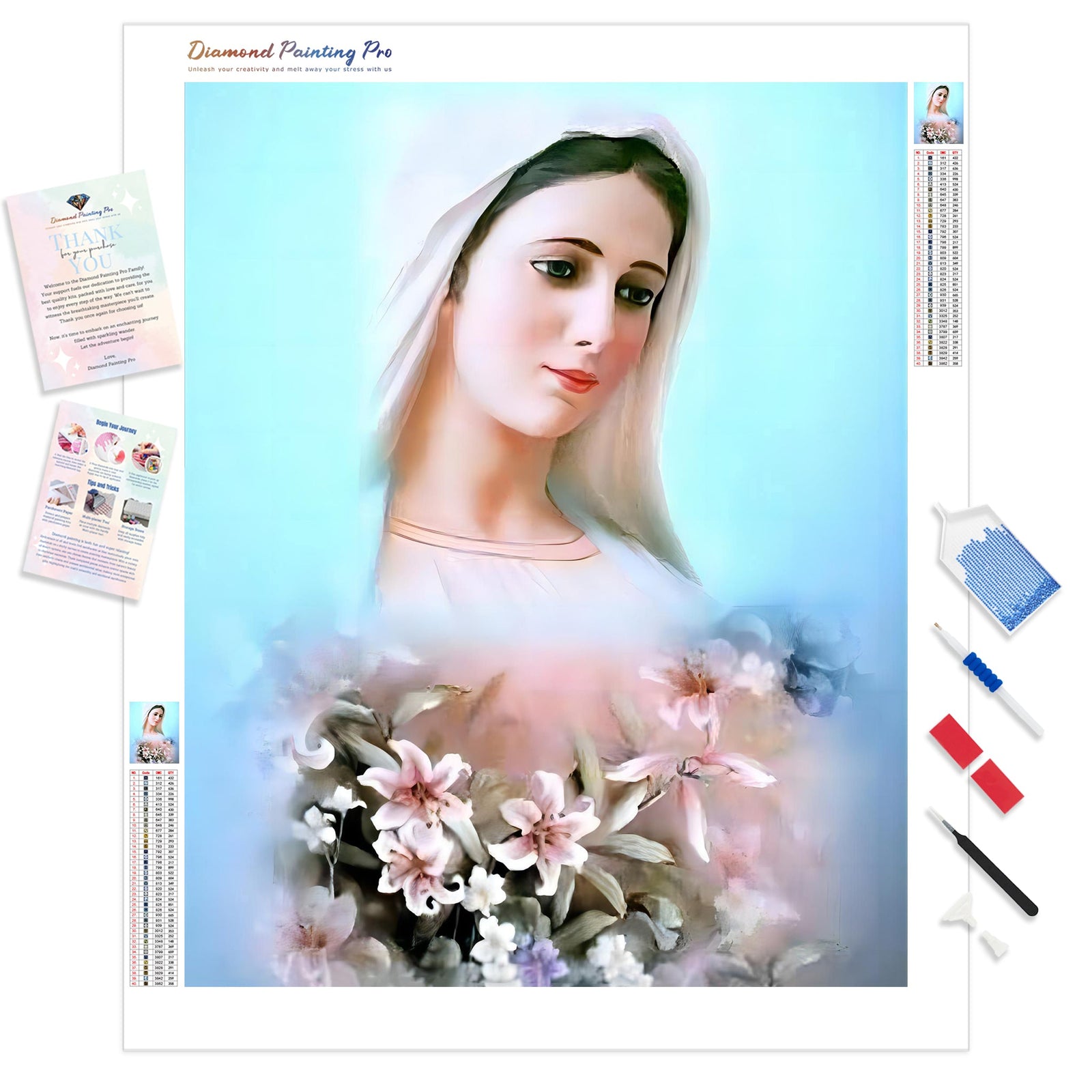 Virgin Mary | Diamond Painting Kit - Full Drill - Square or Round Diamonds with AB Drills Option