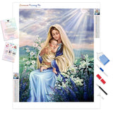 Virgin Mary and Jesus | Diamond Painting Kit - Full Drill - Square or Round Diamonds with AB Drills Option