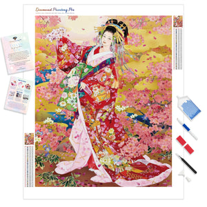 Kimono under Sakura | Diamond Painting