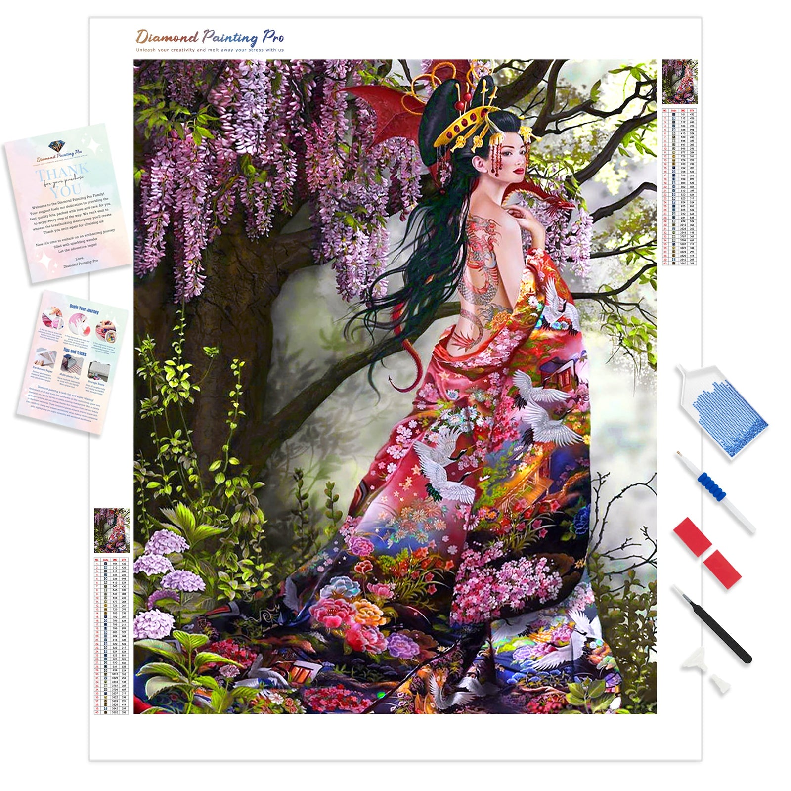 Kimono and Tattoo | Diamond Painting Kit - Full Drill - Square or Round Diamonds with AB Drills Option