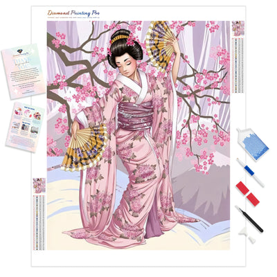 Kimono Dance | Diamond Painting Kit - Full Drill - Square or Round Diamonds with AB Drills Option