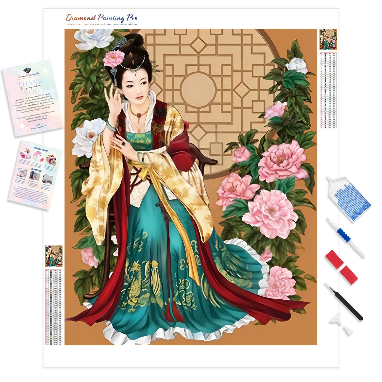 Traditional Kimono | Diamond Painting Kit - Full Drill - Square or Round Diamonds with AB Drills Option